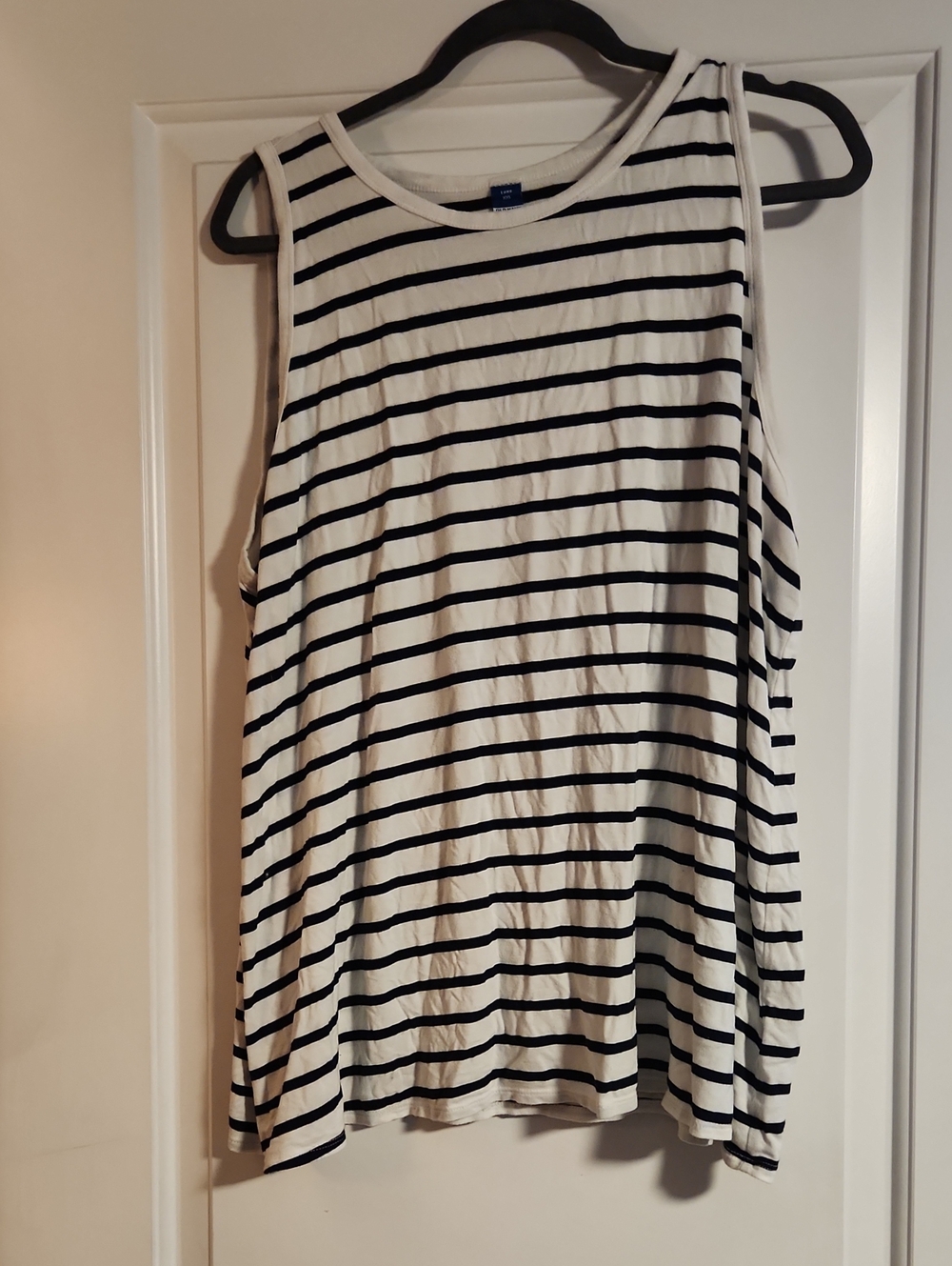 Old Navy White Tank with Blue Horizontal Stripes